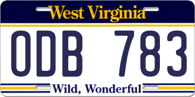 WV license plate ODB783