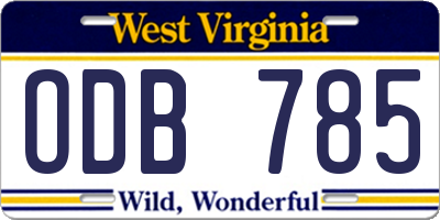 WV license plate ODB785