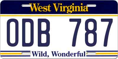 WV license plate ODB787