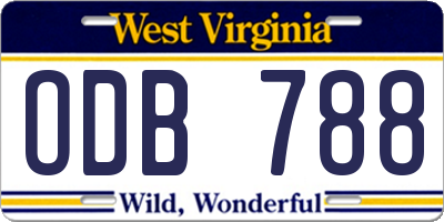 WV license plate ODB788