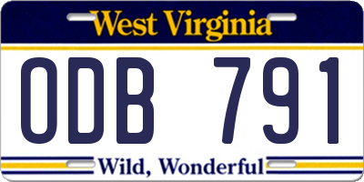 WV license plate ODB791