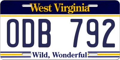 WV license plate ODB792
