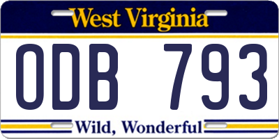 WV license plate ODB793