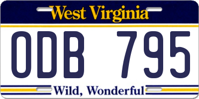 WV license plate ODB795
