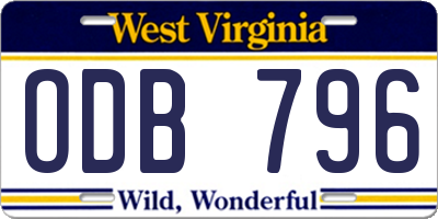 WV license plate ODB796