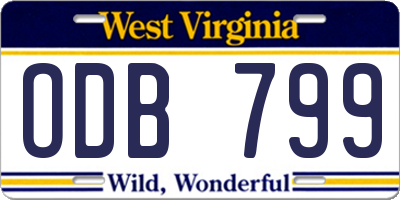WV license plate ODB799