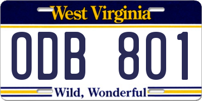 WV license plate ODB801