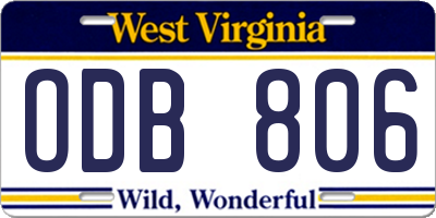 WV license plate ODB806