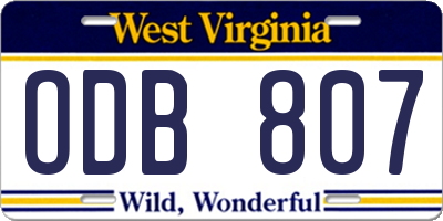WV license plate ODB807