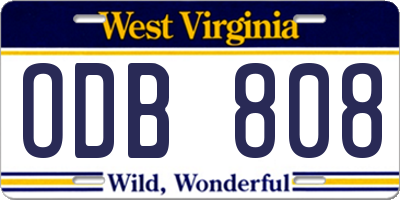 WV license plate ODB808
