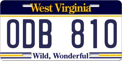 WV license plate ODB810