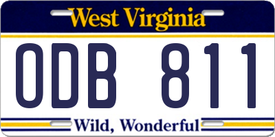 WV license plate ODB811