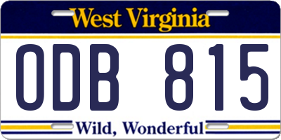 WV license plate ODB815