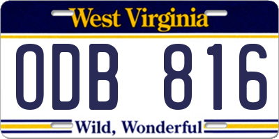 WV license plate ODB816