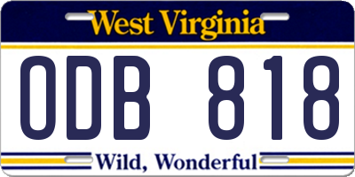 WV license plate ODB818