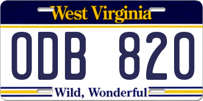 WV license plate ODB820