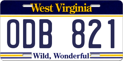 WV license plate ODB821