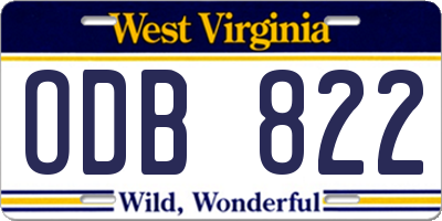 WV license plate ODB822