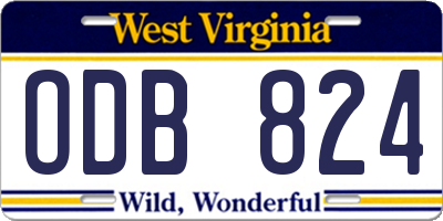 WV license plate ODB824