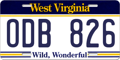 WV license plate ODB826