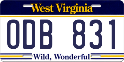 WV license plate ODB831
