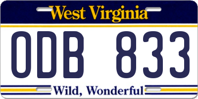 WV license plate ODB833