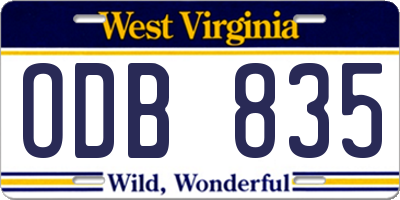 WV license plate ODB835