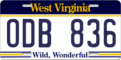 WV license plate ODB836