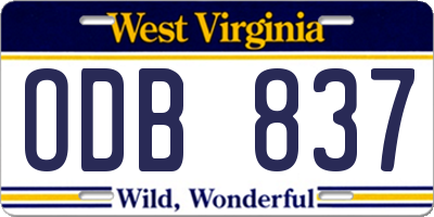 WV license plate ODB837