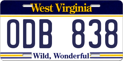 WV license plate ODB838