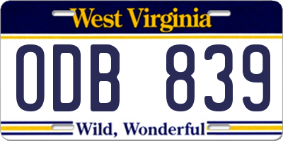 WV license plate ODB839