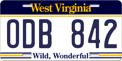 WV license plate ODB842