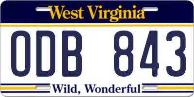 WV license plate ODB843