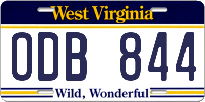 WV license plate ODB844