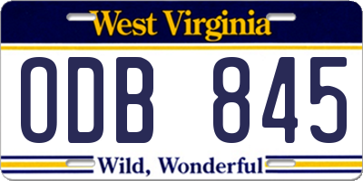WV license plate ODB845