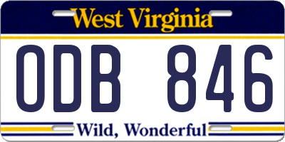 WV license plate ODB846