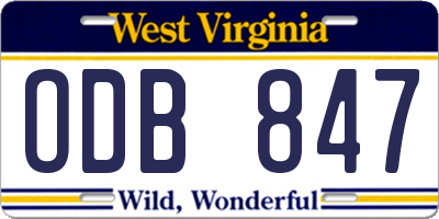 WV license plate ODB847