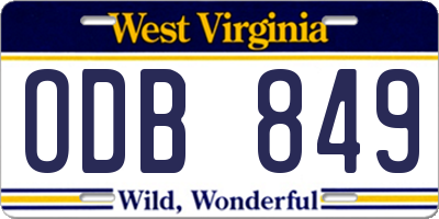 WV license plate ODB849