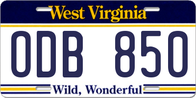 WV license plate ODB850