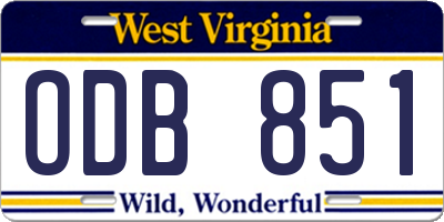 WV license plate ODB851