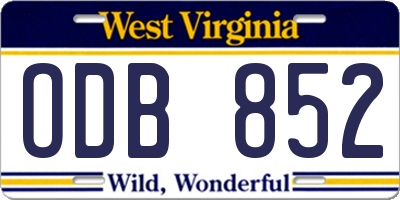WV license plate ODB852