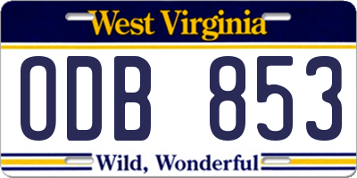 WV license plate ODB853