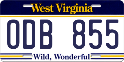 WV license plate ODB855