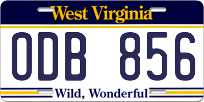 WV license plate ODB856