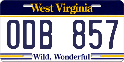 WV license plate ODB857