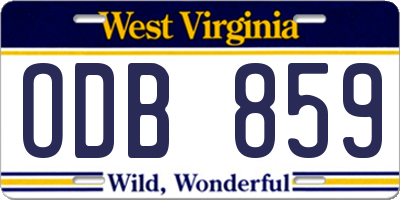 WV license plate ODB859