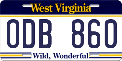 WV license plate ODB860