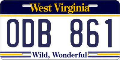 WV license plate ODB861