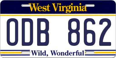 WV license plate ODB862