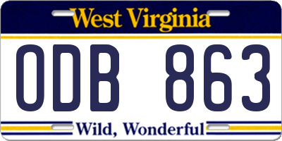 WV license plate ODB863